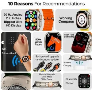 Ultra watch with beautiful strap bluetooth calling smart touch display with fitness & outdoor health & medical tracker unique ui interctions - Image 3